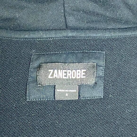 Zanerobe mens Black Flintlock Elongated Split Side Slit Oversized Hoodie US S - Picture 12 of 14